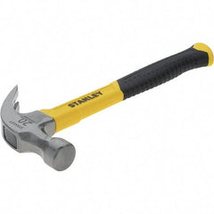 Stanley - 20 oz Head, Straight Rip Claw Hammer - 12.8" OAL, Steel Head, 1.18" Face Diam, Smooth Face, Fiberglass Handle with Grip - All Tool & Supply