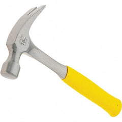 Stanley - 16 oz Head, Curved Claw Hammer - 12.8" OAL, Steel Head, 1.1" Face Diam, Smooth Face, Steel Handle with Grip - All Tool & Supply