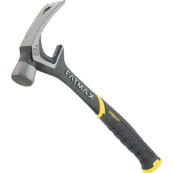 Stanley - 22 oz Head, Straight Rip Claw Hammer - 15.98" OAL, Steel Head, 1.34" Face Diam, Milled Face, Steel Handle with Grip - All Tool & Supply