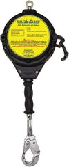 PRO-SAFE - 30' Long, 310 Lb Capacity, Galvanized Steel Cable Self-Retracting Lifeline - 3/16" Diam, Swivel Locking Snap Hook Connector with Load Indicator, Self-Locking Carabiner Connector, Metallic/Black - All Tool & Supply