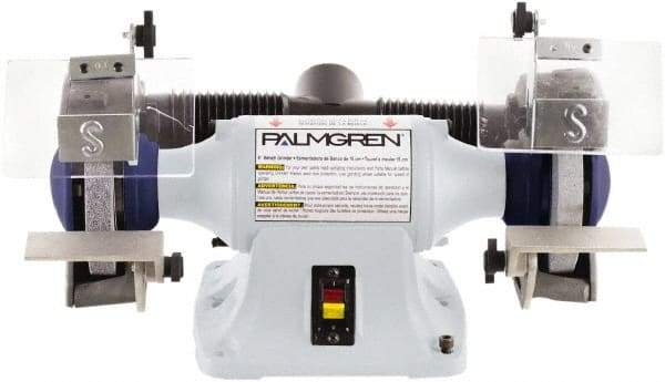 Palmgren - 6" Wheel Diam x 3/4" Wheel Width, 1/3 hp Grinder - 1/2" Arbor Hole Diam, 1 Phase, 3,450 Max RPM, 115/230 Volts - All Tool & Supply