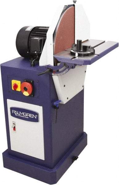 Palmgren - 20" Diam, 1,750 RPM, Three Phase Disc Sanding Machines - 22-11/16" Long Table x 8-1/2" Table Width, 27-3/4" Overall Length x 46-7/16" Overall Height - All Tool & Supply