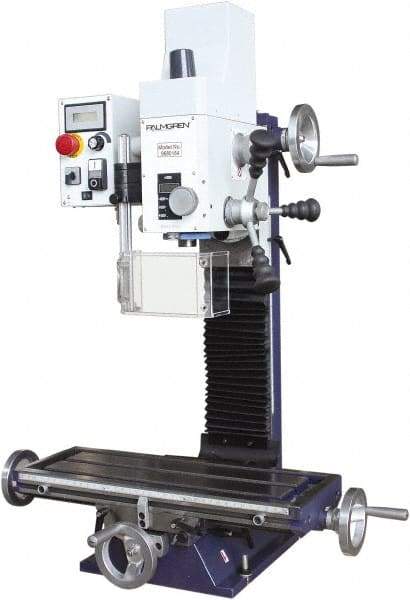 Palmgren - 7" Table Width x 19-11/16" Table Length, Electronic Variable Speed Control, 1 Phase Knee Milling Machine - 2MT Spindle Taper, 1-1/4 hp - All Tool & Supply