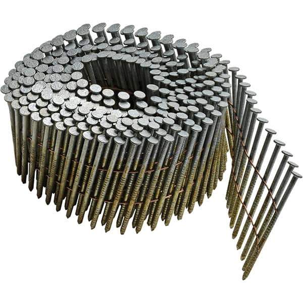 DeWALT - 13 Gauge 2-3/16" Long Siding Nails for Power Nailers - Steel, Galvanized Finish, Ring Shank, Coil Collation, Round Head, Blunt Diamond Point - All Tool & Supply