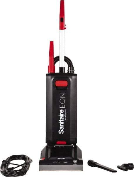 Sanitaire - Single Motor Quiet & Upright Vacuum Cleaner - 12" Cleaning Width, 10" Amps, Ergonomic Handle, Black - All Tool & Supply