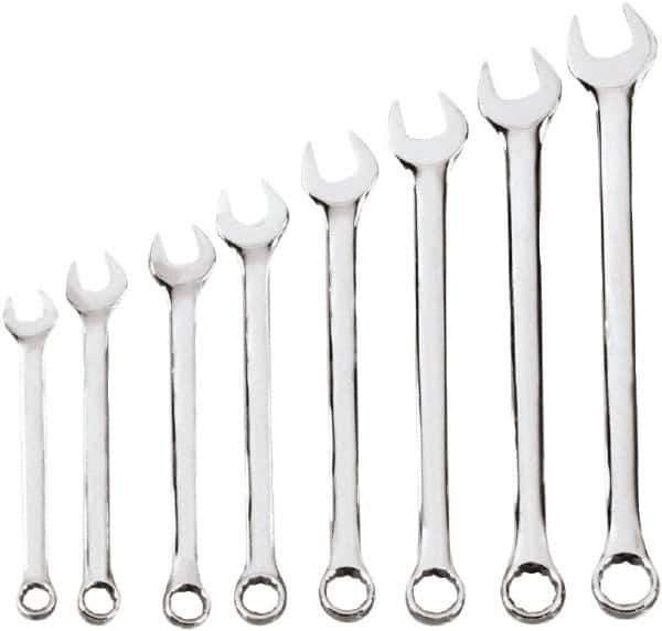 Blackhawk by Proto - 8 Piece, 10mm to 17mm, 6, 12 Point Combination Wrench Set - Metric Measurement Standard, Chrome Finish, Comes in Case - All Tool & Supply