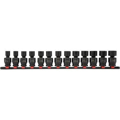 Blackhawk by Proto - 13 Piece 13/8" Drive Deep Well Impact Socket Set - 6 Points, 7 to 19mm Range, Metric Measurement - All Tool & Supply