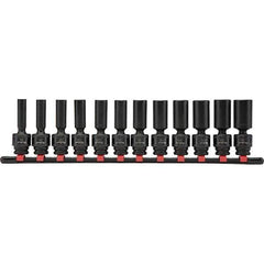 Blackhawk by Proto - 12 Piece 3/8" Drive Deep Well Impact Socket Set - 6 Points, 8mm to 19mm Range, Metric Measurement Standard - All Tool & Supply