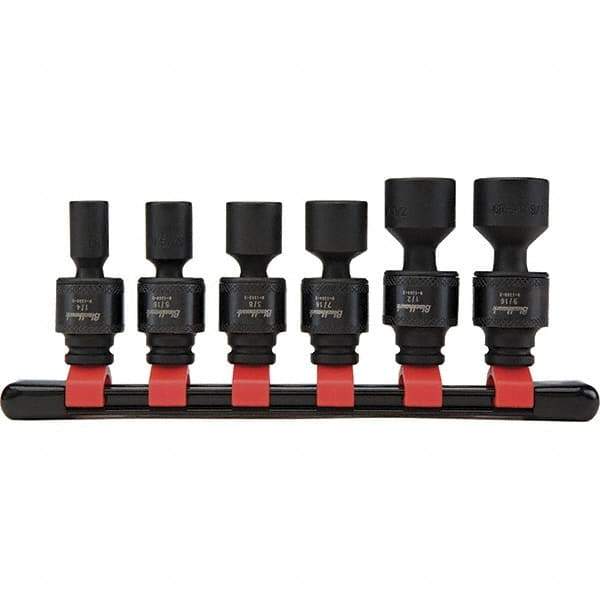 Blackhawk by Proto - 6 Piece 1/4" Drive Deep Well Impact Socket Set - 6 Points, 1/4" to 9/16" Range, Inch Measurement Standard - All Tool & Supply