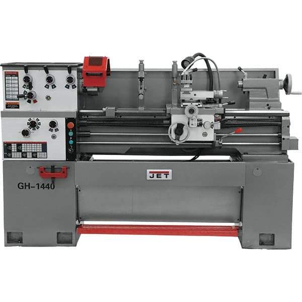 Jet - 14" Swing, 40" Between Centers, 230 Volt, Triple Phase Bench Lathe - 5MT Taper, 3 hp, 40 to 1,800 RPM, 1-1/2" Bore Diam, 46" Deep x 28" High x 74-5/8" Long - All Tool & Supply
