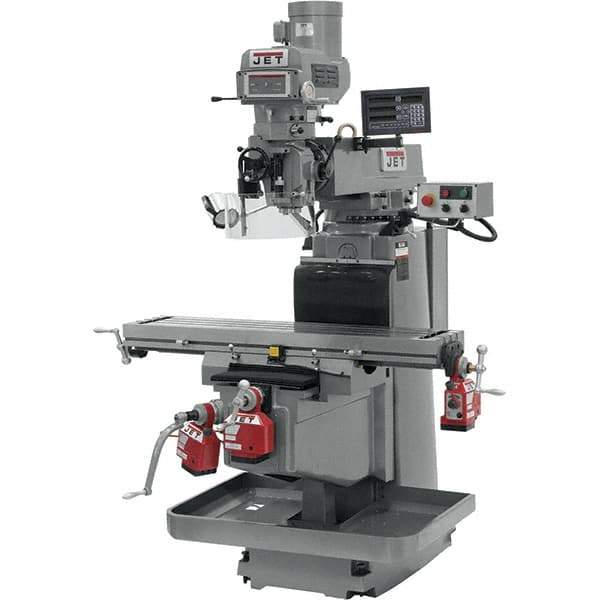 Jet - 54" Table Width x 12" Table Length, Variable Speed Pulley Control, 3 Phase Knee Milling Machine - NST40 Spindle Taper, 5 hp - All Tool & Supply