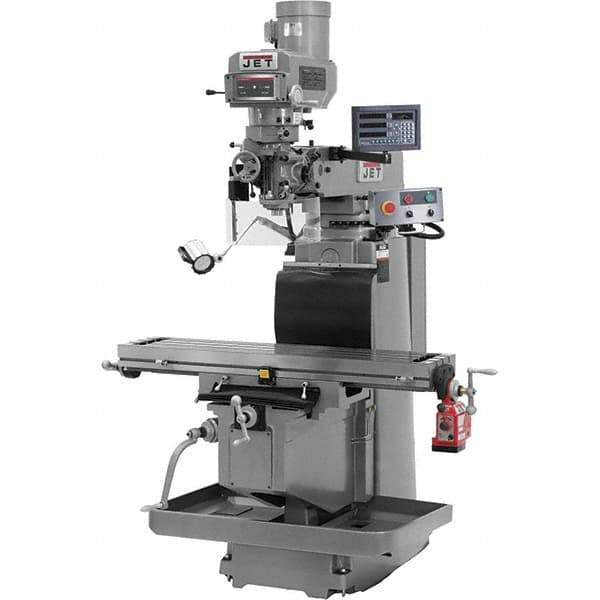 Jet - 54" Table Width x 12" Table Length, Variable Speed Pulley Control, 3 Phase Knee Milling Machine - R8 Spindle Taper, 5 hp - All Tool & Supply