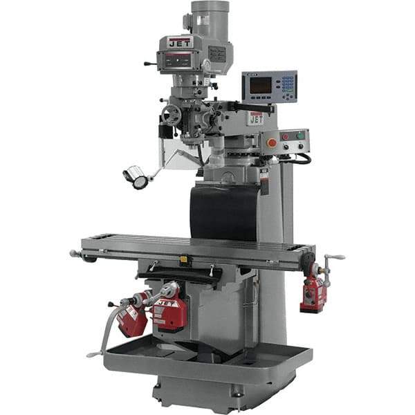 Jet - 54" Table Width x 12" Table Length, Variable Speed Pulley Control, 3 Phase Knee Milling Machine - R8 Spindle Taper, 5 hp - All Tool & Supply