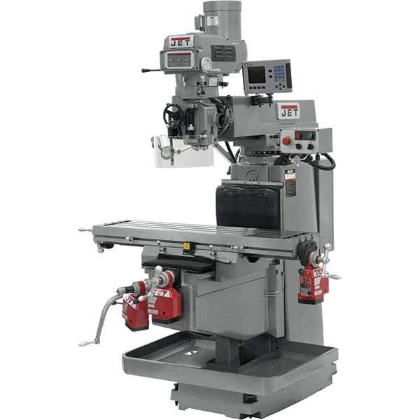 Jet - 54" Table Width x 12" Table Length, Variable Speed Pulley Control, 3 Phase Knee Milling Machine - NST40 Spindle Taper, 5 hp - All Tool & Supply