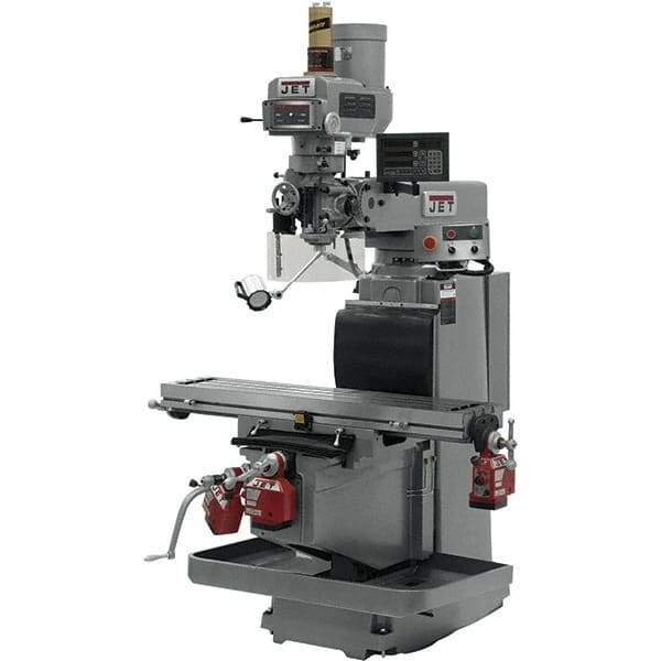 Jet - 54" Table Width x 12" Table Length, Variable Speed Pulley Control, 3 Phase Knee Milling Machine - R8 Spindle Taper, 5 hp - All Tool & Supply