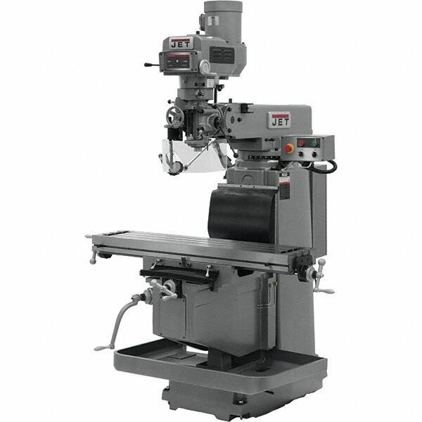 Jet - 54" Table Width x 12" Table Length, Variable Speed Pulley Control, 3 Phase Knee Milling Machine - R8 Spindle Taper, 5 hp - All Tool & Supply