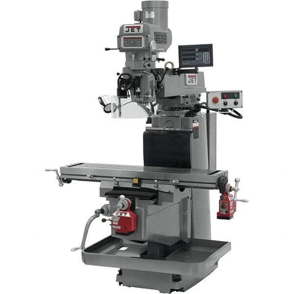 Jet - 54" Table Width x 12" Table Length, Electronic Variable Speed Control, 3 Phase Knee Milling Machine - NST40 Spindle Taper, 5 hp - All Tool & Supply