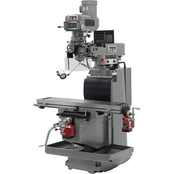 Jet - 54" Table Width x 12" Table Length, Electronic Variable Speed Control, 3 Phase Knee Milling Machine - R8 Spindle Taper, 5 hp - All Tool & Supply