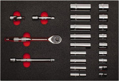 Proto - 22 Piece 3/8" Drive Chrome Finish Deep Well Socket Set - 12 Points, 3/8" to 7/8" Range, Inch Measurement Standard - All Tool & Supply