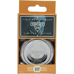 Stanley - 10' x 1/2" 175th Anniversary Tape Measure - 1/16" Graduation, Silver Die-Cast Case - All Tool & Supply