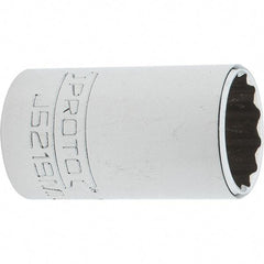 Proto - 3/8" Drive, Intermediate Hand Socket - 12 Points, 1-25/32" OAL, Steel, Full Polish Finish - All Tool & Supply