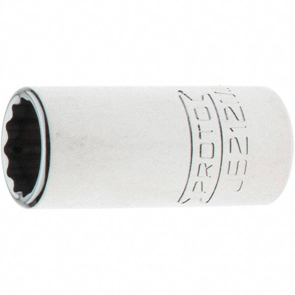 Proto - 3/8" Drive, Intermediate Hand Socket - 12 Points, 1-33/64" OAL, Steel, Full Polish Finish - All Tool & Supply