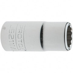 Proto - 3/8" Drive, Intermediate Hand Socket - 12 Points, 1-33/64" OAL, Steel, Full Polish Finish - All Tool & Supply