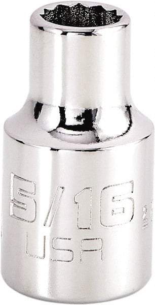 Proto - 5/16", 3/8" Drive, Intermediate Hand Socket - 12 Points, 1-15/64" OAL, Steel, Full Polish Finish - All Tool & Supply