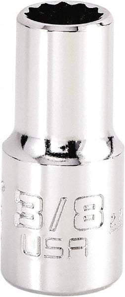 Proto - 3/8", 3/8" Drive, Intermediate Hand Socket - 12 Points, 1-15/64" OAL, Steel, Full Polish Finish - All Tool & Supply