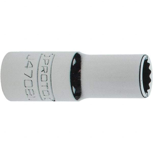 Proto - 1/4", 3/8" Drive, Intermediate Hand Socket - 12 Points, 1-15/64" OAL, Steel, Full Polish Finish - All Tool & Supply