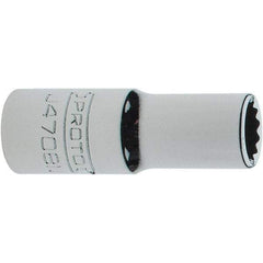 Proto - 1/4", 3/8" Drive, Intermediate Hand Socket - 12 Points, 1-15/64" OAL, Steel, Full Polish Finish - All Tool & Supply