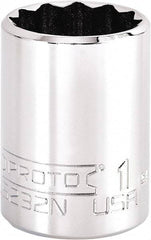 Proto - 1", 3/8" Drive, Intermediate Hand Socket - 12 Points, 1-47/64" OAL, Steel, Full Polish Finish - All Tool & Supply