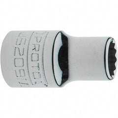 Proto - 3/8" Drive, Intermediate Hand Socket - 12 Points, 1-17/64" OAL, Steel, Full Polish Finish - All Tool & Supply