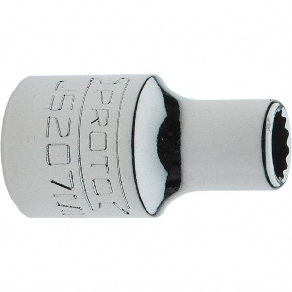 Proto - 3/8" Drive, Intermediate Hand Socket - 12 Points, 1-17/64" OAL, Steel, Full Polish Finish - All Tool & Supply