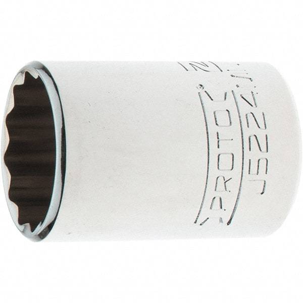 Proto - 3/8" Drive, Intermediate Hand Socket - 12 Points, 1-25/32" OAL, Steel, Full Polish Finish - All Tool & Supply