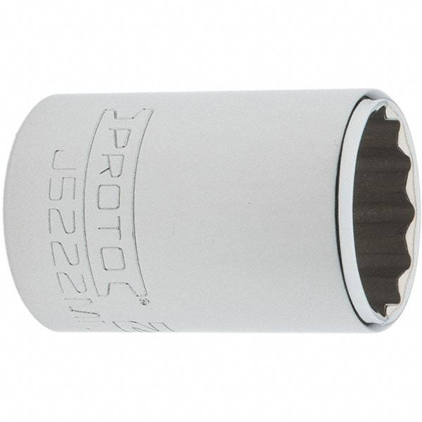 Proto - 3/8" Drive, Intermediate Hand Socket - 12 Points, 1-25/32" OAL, Steel, Full Polish Finish - All Tool & Supply