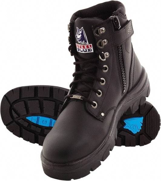 Steel Blue - Men's Size 8.5 Medium Width Steel Work Boot - Black, Leather Upper, TPU Outsole, 6" High, Lace-Up, Side Zip - All Tool & Supply