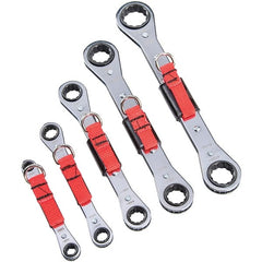 Box End Wrench: 1/4 x 3/8″, 3/16 x 5/16″ & 18 x 19 mm, 6 Point, Single End Steel, Polished Finish