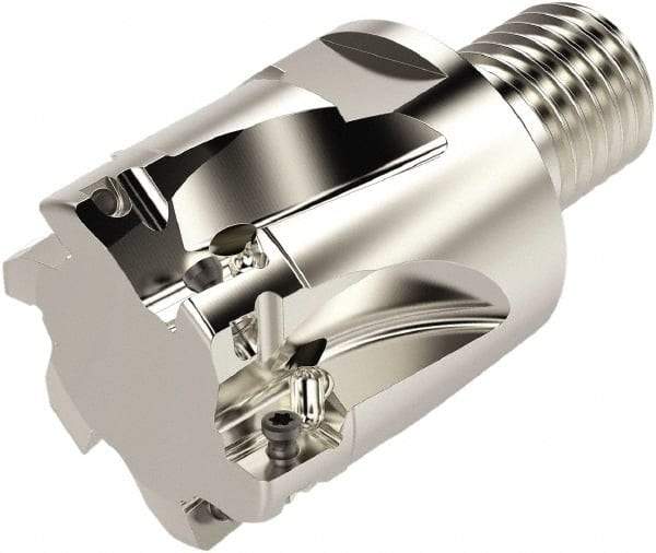 Seco - 1-1/2" Cut Diam, 66.33mm OAL, Indexable Square Shoulder Helical End Mill - XO.. 10T3 Inserts, M20 Modular Connection, 90° Lead Angle, Series Turbo - All Tool & Supply