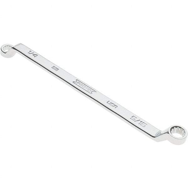 Proto - 1/4" x 5/16" 12 Point Box Wrench - Double End, 13/32" Head Diam x 15/32" Head Thickness, 6-19/32" OAL, Steel, Polished Finish, 15° Offset - All Tool & Supply