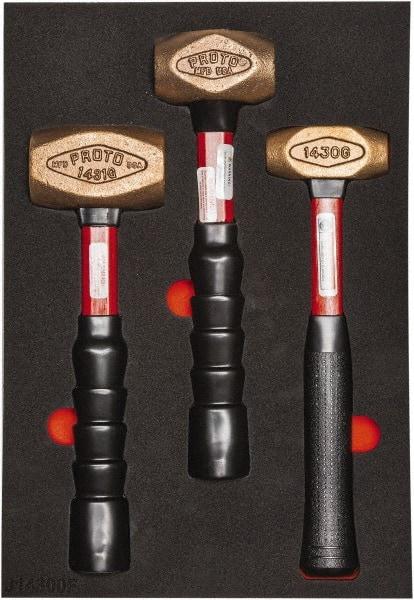 Proto - 3 Piece, 2-5/8, 1-1/2, 1 Lb Head Weight, Dead Blow Hammer Set - 12" OAL, Fiberglass Handles - All Tool & Supply