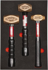 Proto - 3 Piece, 2-5/8, 1-1/2, 1 Lb Head Weight, Dead Blow Hammer Set - 12" OAL, Fiberglass Handles - All Tool & Supply