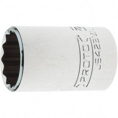 Proto - 1/2" Drive, Standard Hand Socket - 12 Points, 1-13/16" OAL, Steel, Chrome Finish - All Tool & Supply