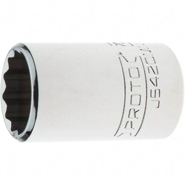 Proto - 1/2" Drive, Standard Hand Socket - 12 Points, 1-3/4" OAL, Steel, Chrome Finish - All Tool & Supply