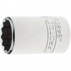 Proto - 1/2" Drive, Standard Hand Socket - 12 Points, 1-3/4" OAL, Steel, Chrome Finish - All Tool & Supply