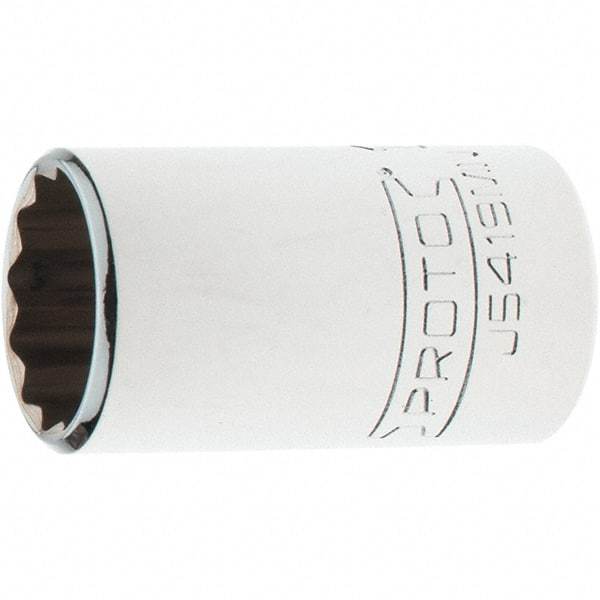 Proto - 1/2" Drive, Standard Hand Socket - 12 Points, 1-3/4" OAL, Steel, Chrome Finish - All Tool & Supply