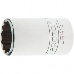 Proto - 1/2" Drive, Standard Hand Socket - 12 Points, 1-3/4" OAL, Steel, Chrome Finish - All Tool & Supply