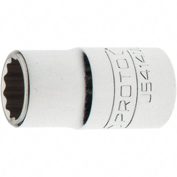 Proto - 1/2" Drive, Standard Hand Socket - 12 Points, 1-5/8" OAL, Steel, Chrome Finish - All Tool & Supply