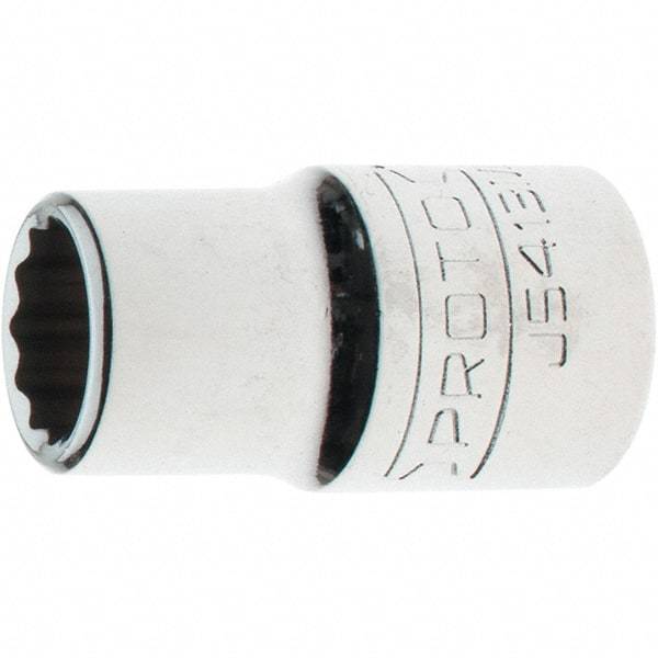 Proto - 1/2" Drive, Standard Hand Socket - 12 Points, 1-5/8" OAL, Steel, Chrome Finish - All Tool & Supply