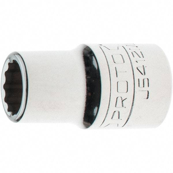 Proto - 1/2" Drive, Standard Hand Socket - 12 Points, 1-17/32" OAL, Steel, Chrome Finish - All Tool & Supply